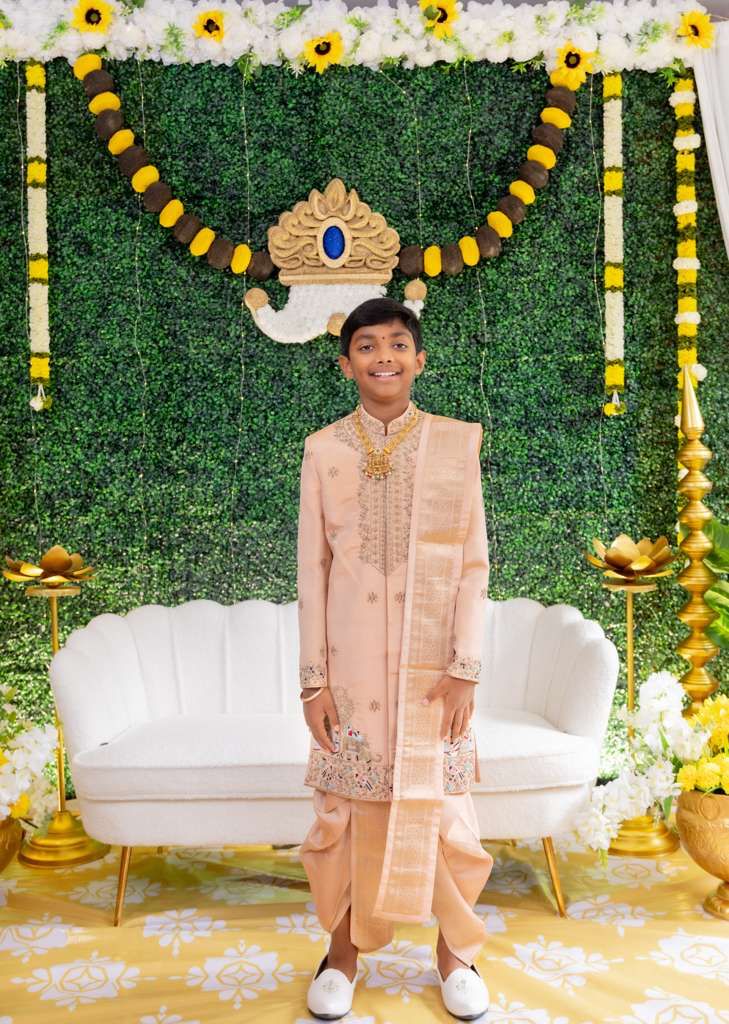 Peach Blush Zardozi Dhoti Sherwani