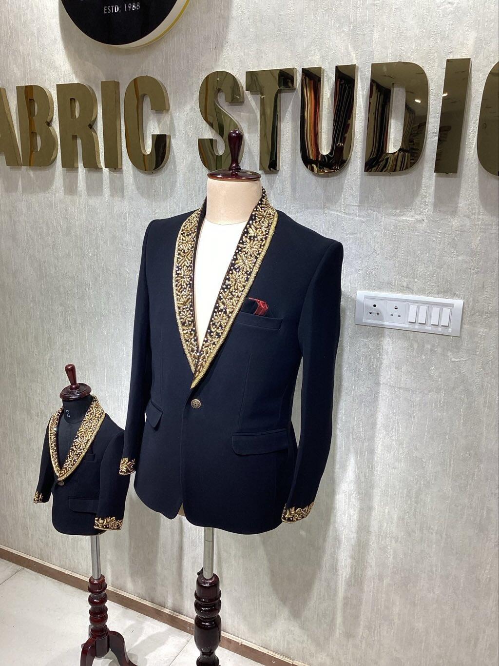 Noir Gold Zardozi Lapel Blazer