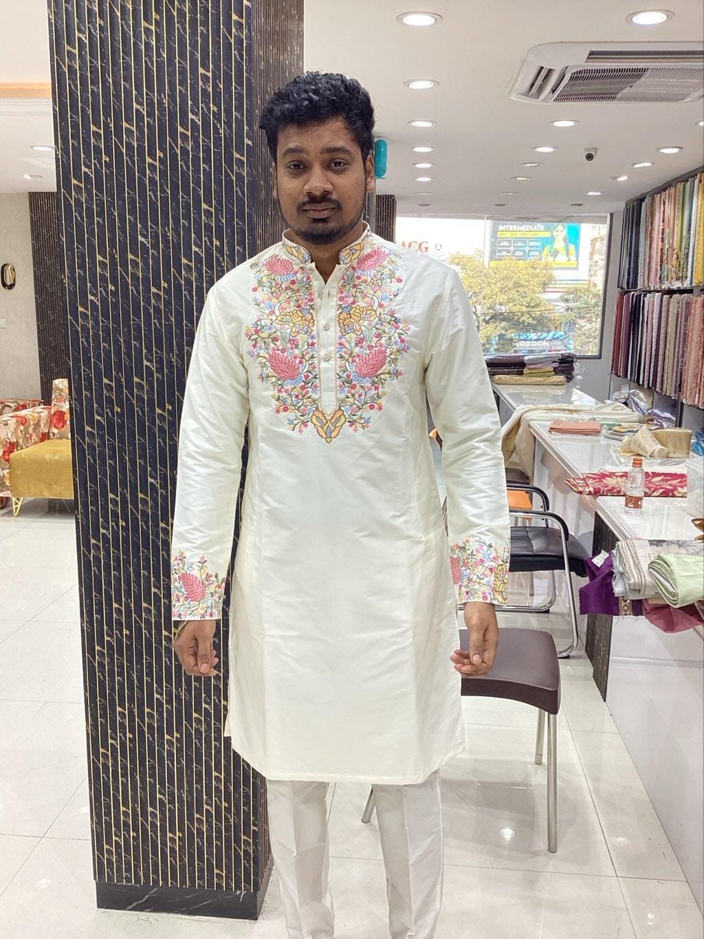 Ivory Pastel Floral Kurta
