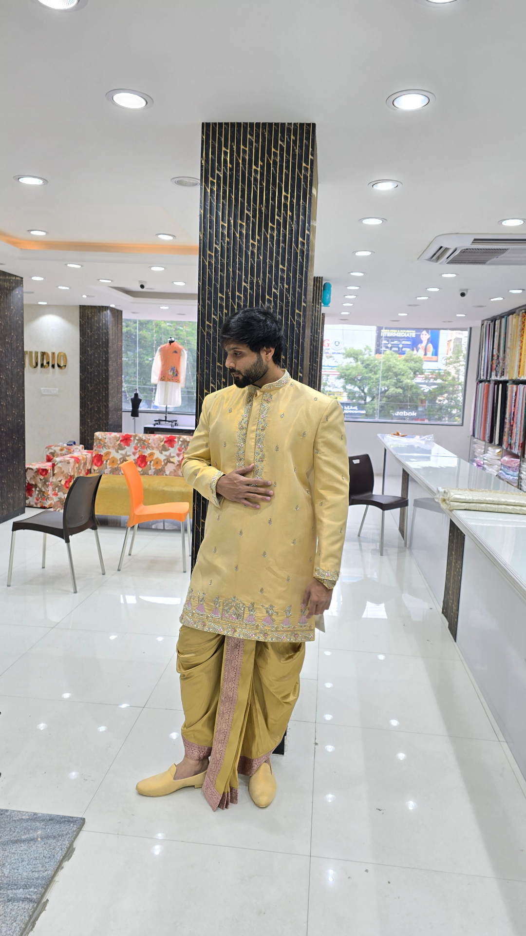 Sunlit Gold Baraat Dhoti Sherwani