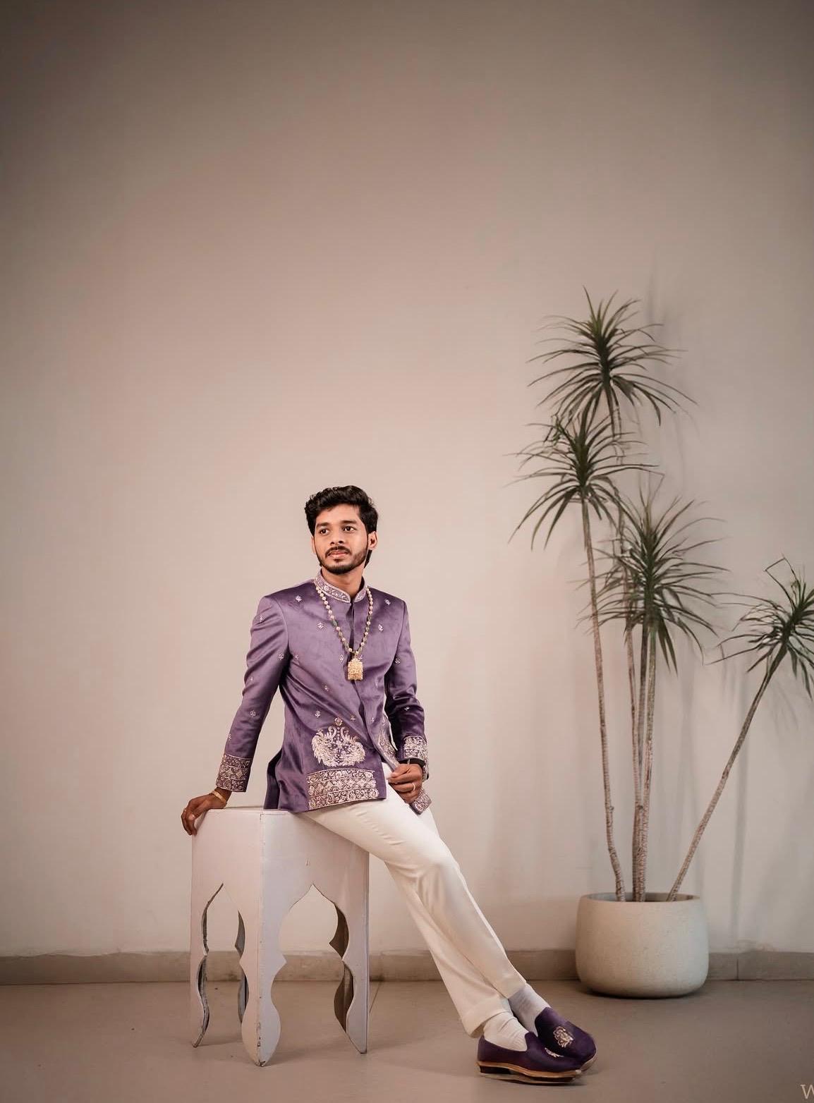 Mauve Silk Zari Jodhpuri