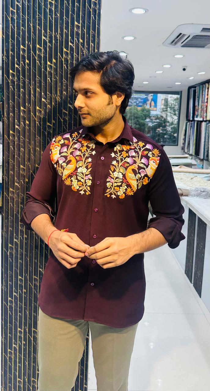 Wine Parrot Garden Shirt