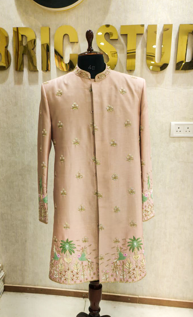 Blush Nude Garden Sherwani