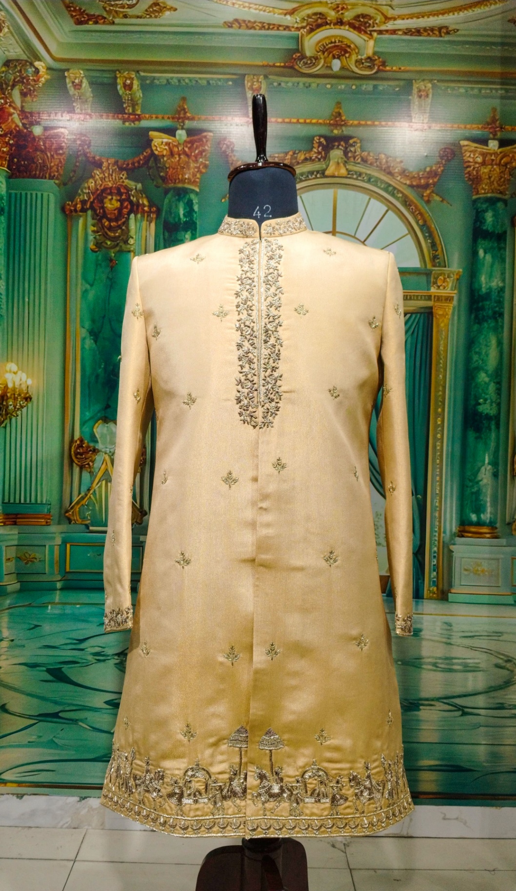 Champagne Gold Baraat Sherwani