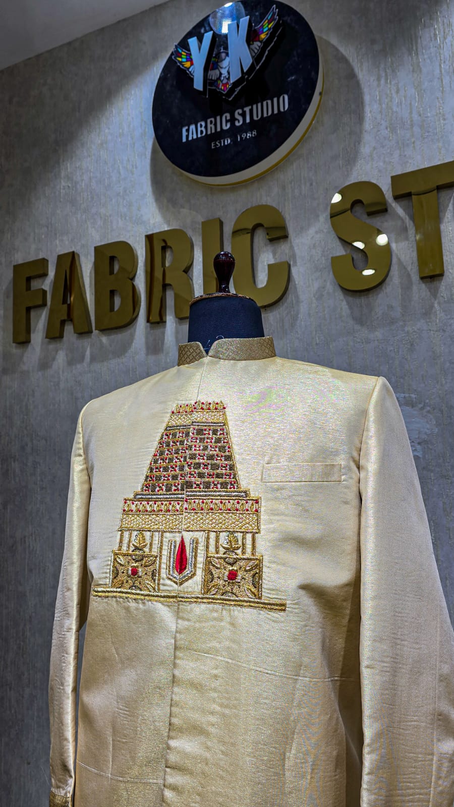 Gold Gopuram Temple Sherwani