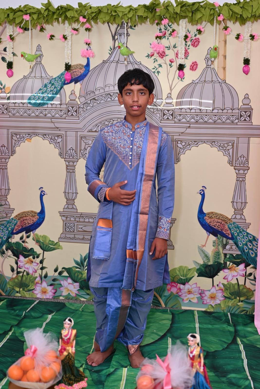 Steel Blue Zari Kurta Set