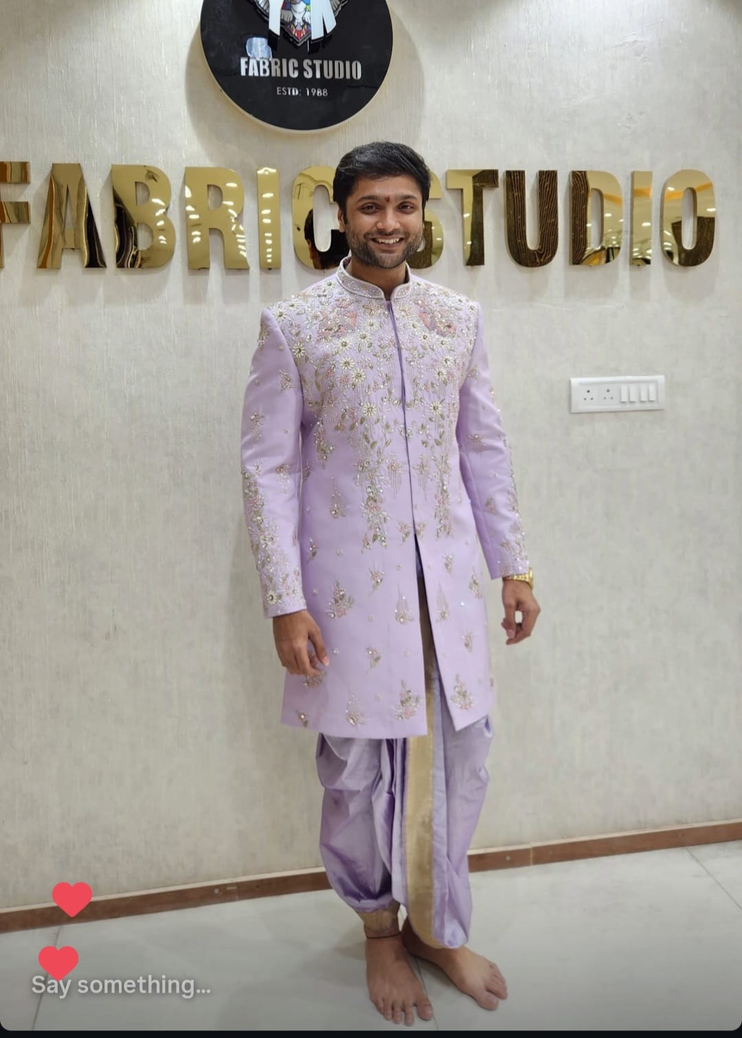 Lavender Floral Pancha Sherwani
