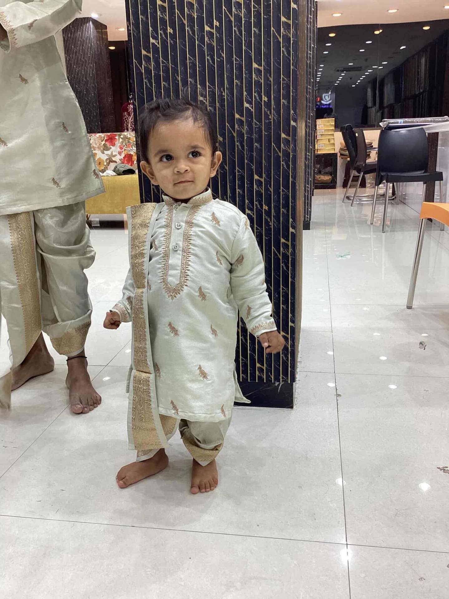 Kids Mint Gold Buti Pancha Kurta