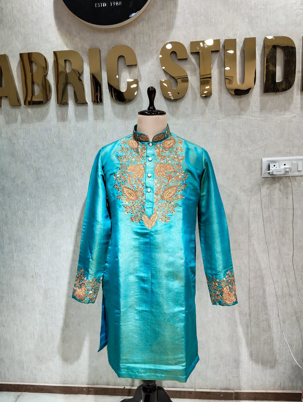 Teal Copper Floral Kurta