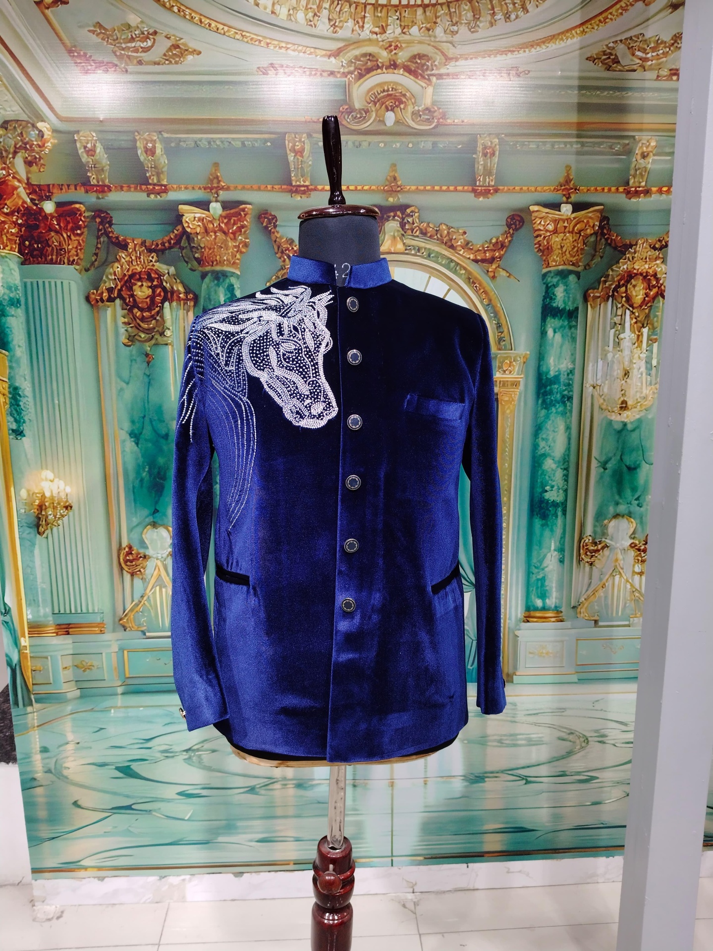 Royal Blue Velvet Stallion Jodhpuri