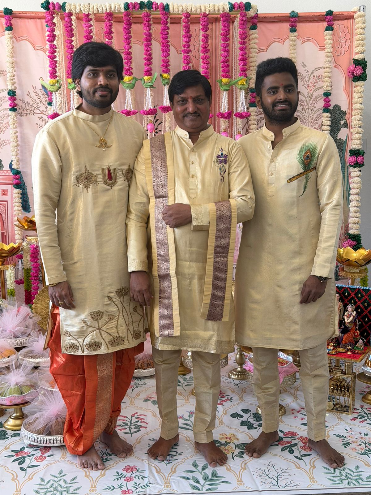 Gold Lotus Motif Kurta
