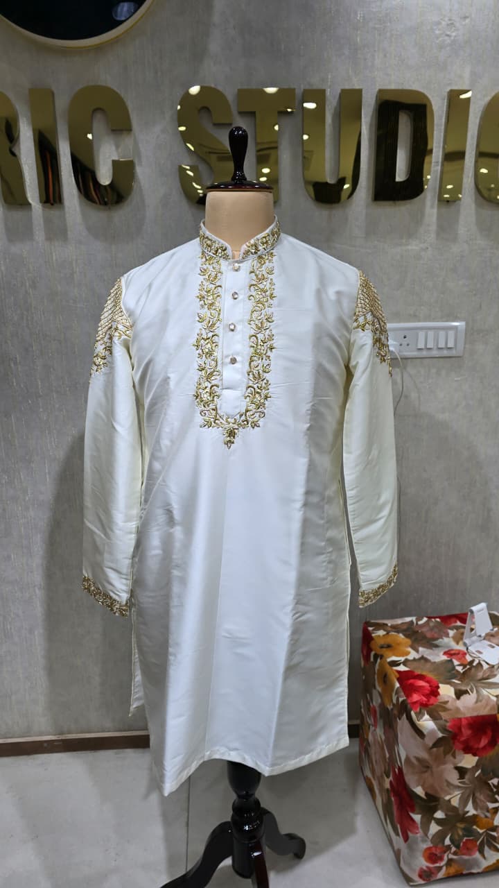 Ivory Zardozi Sherwani Kurta