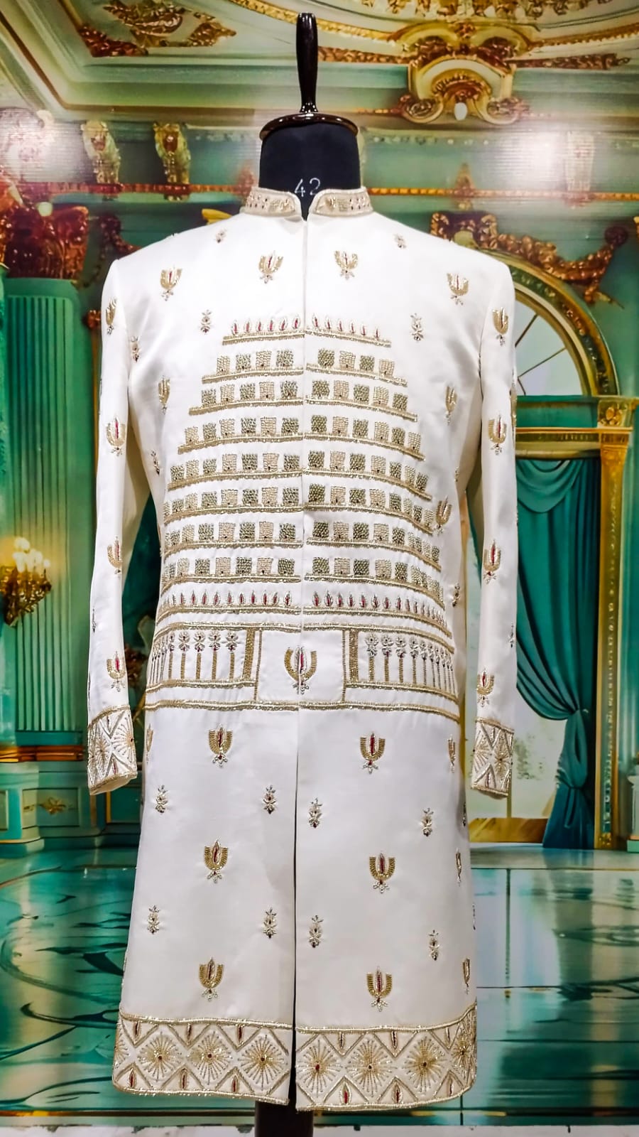 Ivory Pearl Pyramid Sherwani