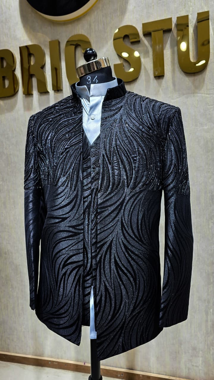 Obsidian Swirl Bandhgala