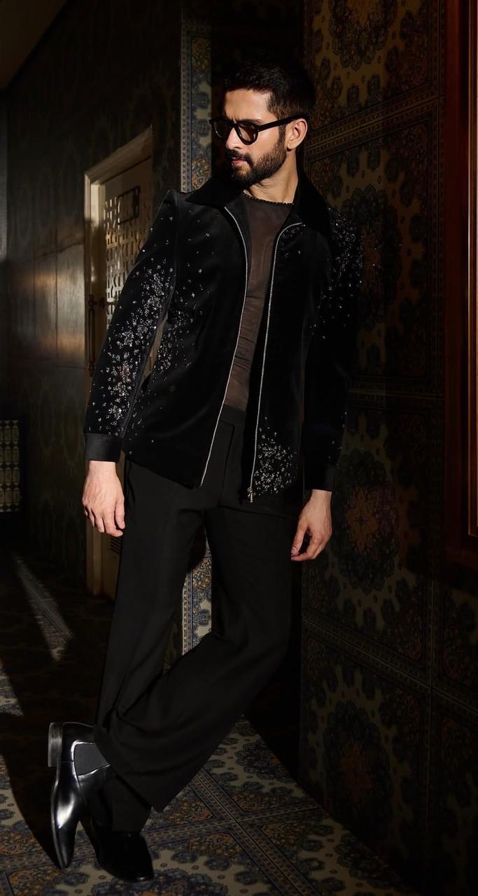 Black Velvet Crystal Bomber