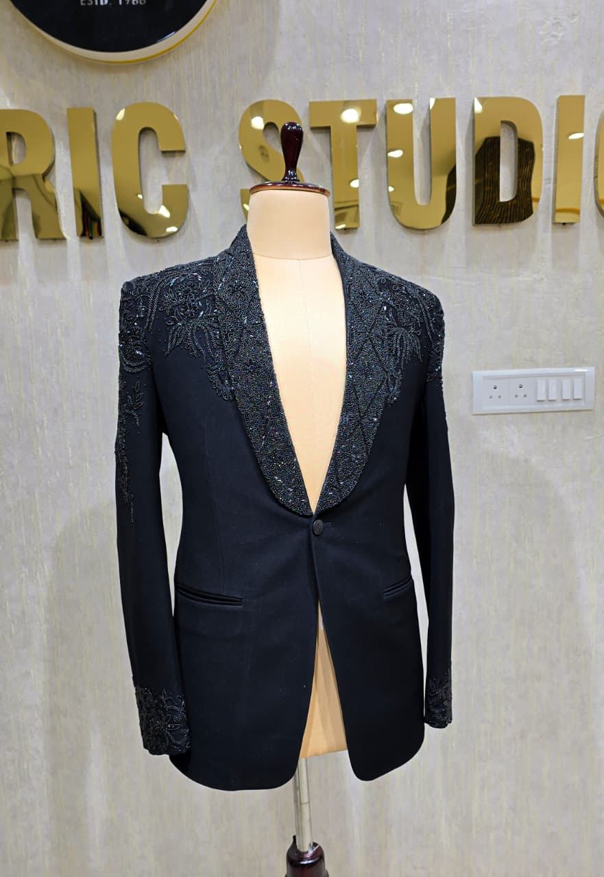 Onyx Floral Bead Blazer