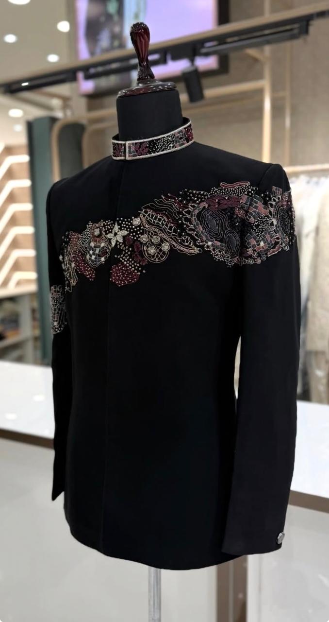 Black Wine Mosaic Yoke Jodhpuri