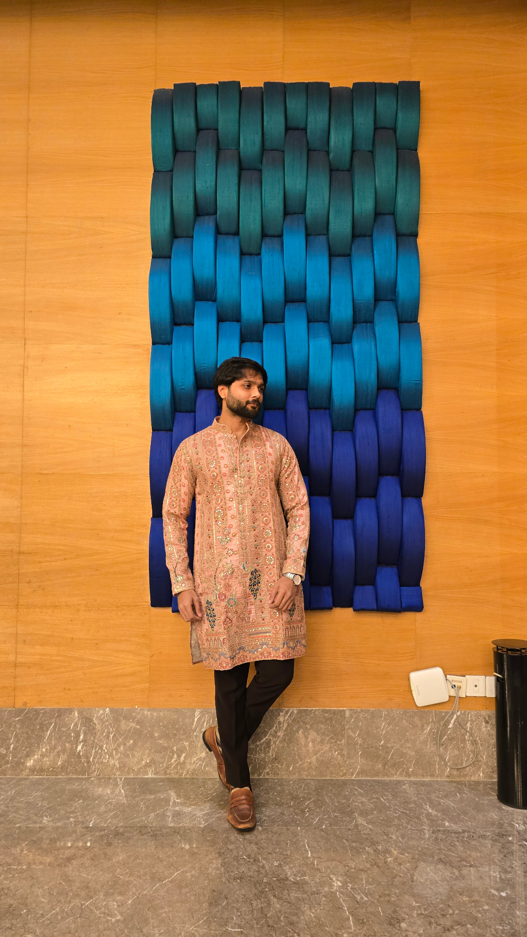 Rose Peach Mirror Zardozi Kurta