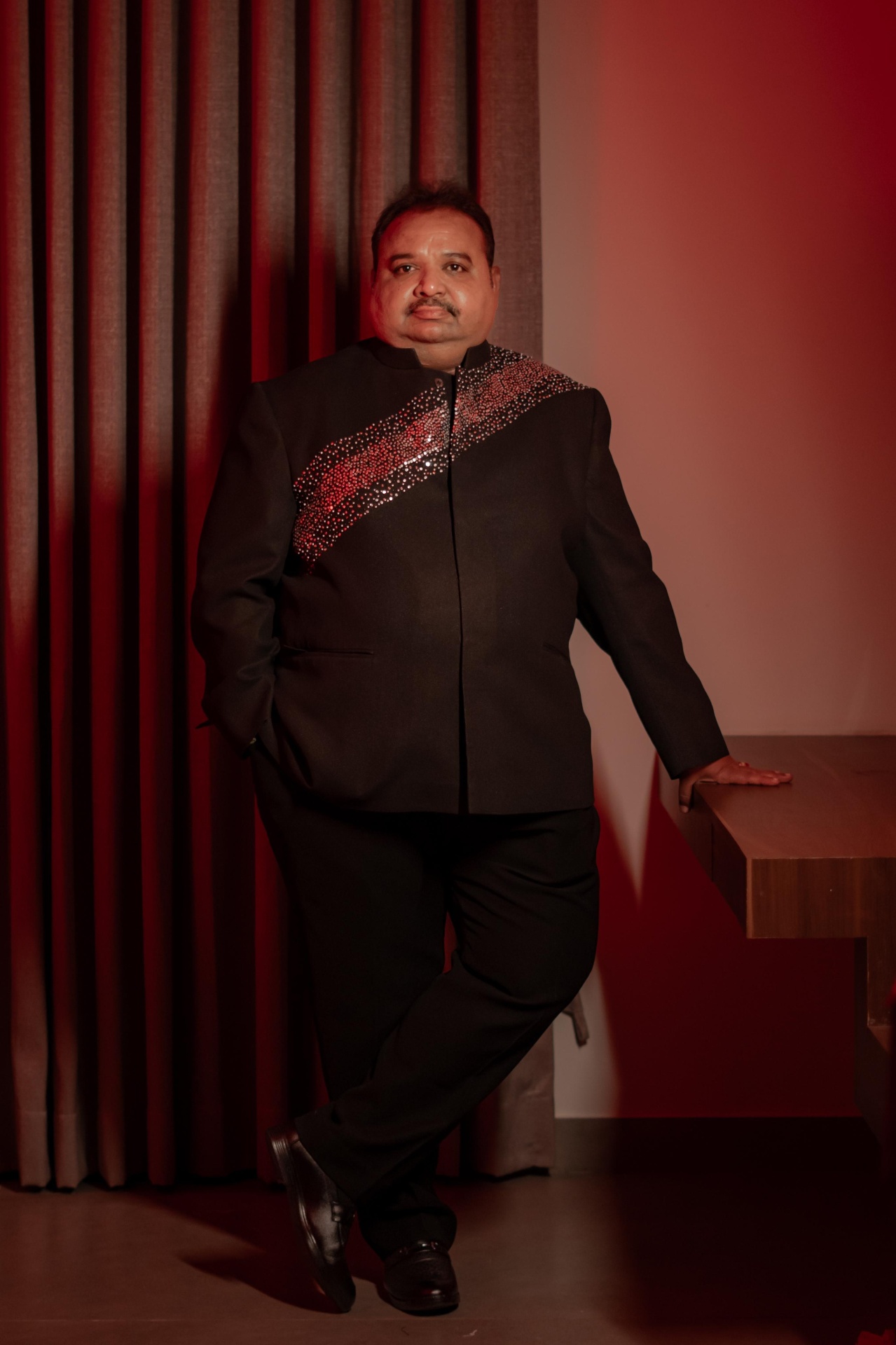 Onyx Crimson Crystal Sash Jodhpuri