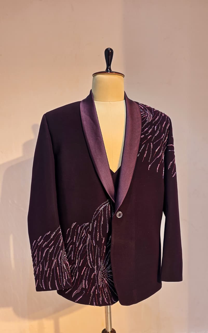 Plum Shawl Tuxedo Set