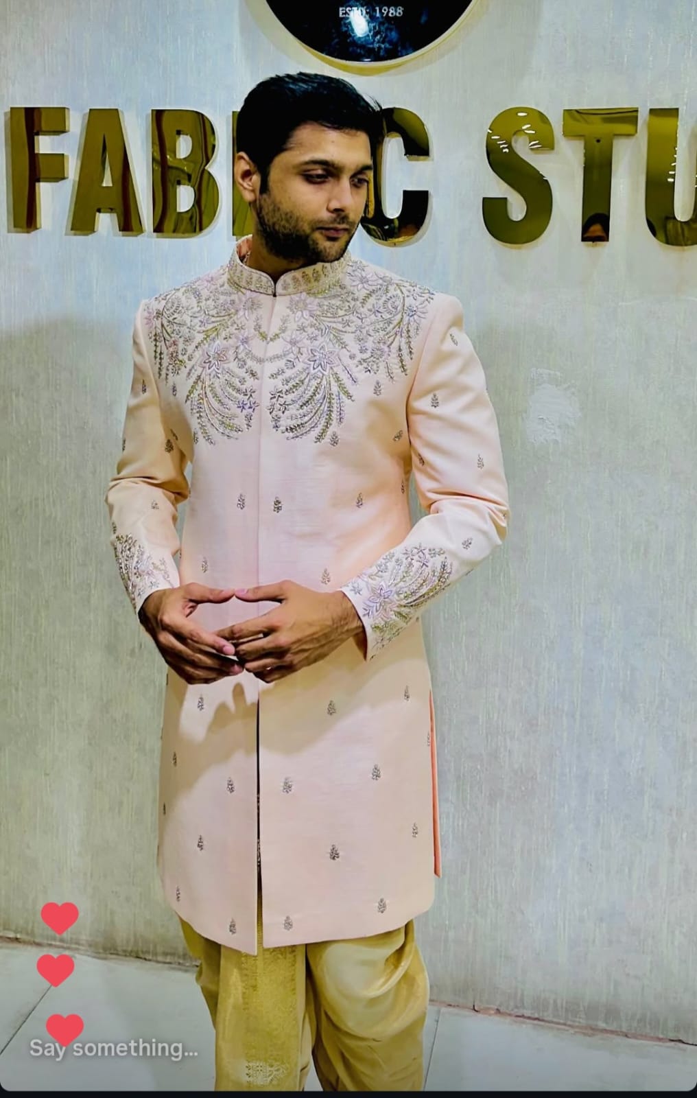 Blush Pastel Floral Sherwani