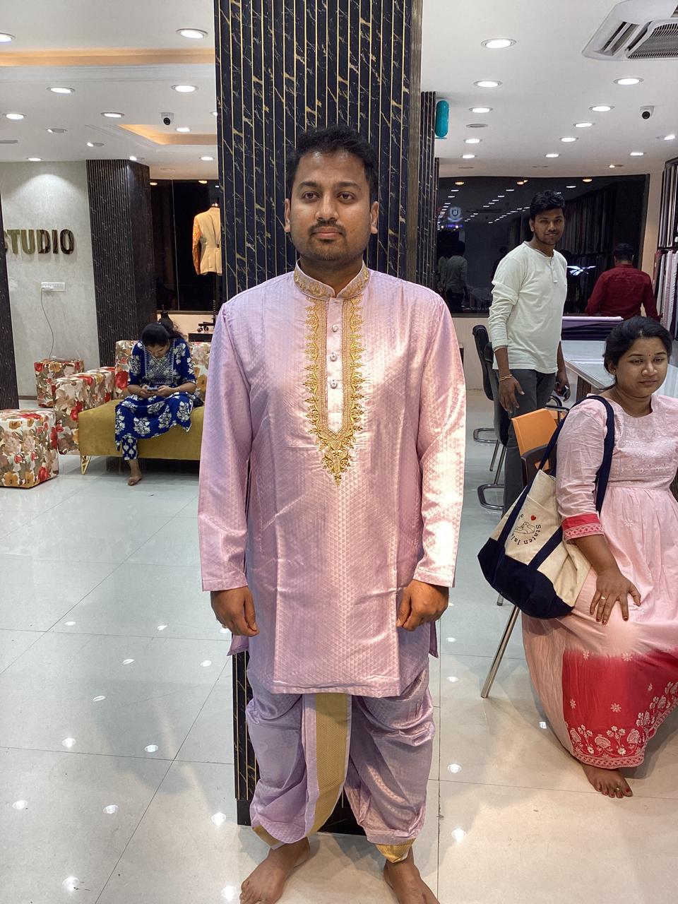 Lilac Gold Zari Kurta
