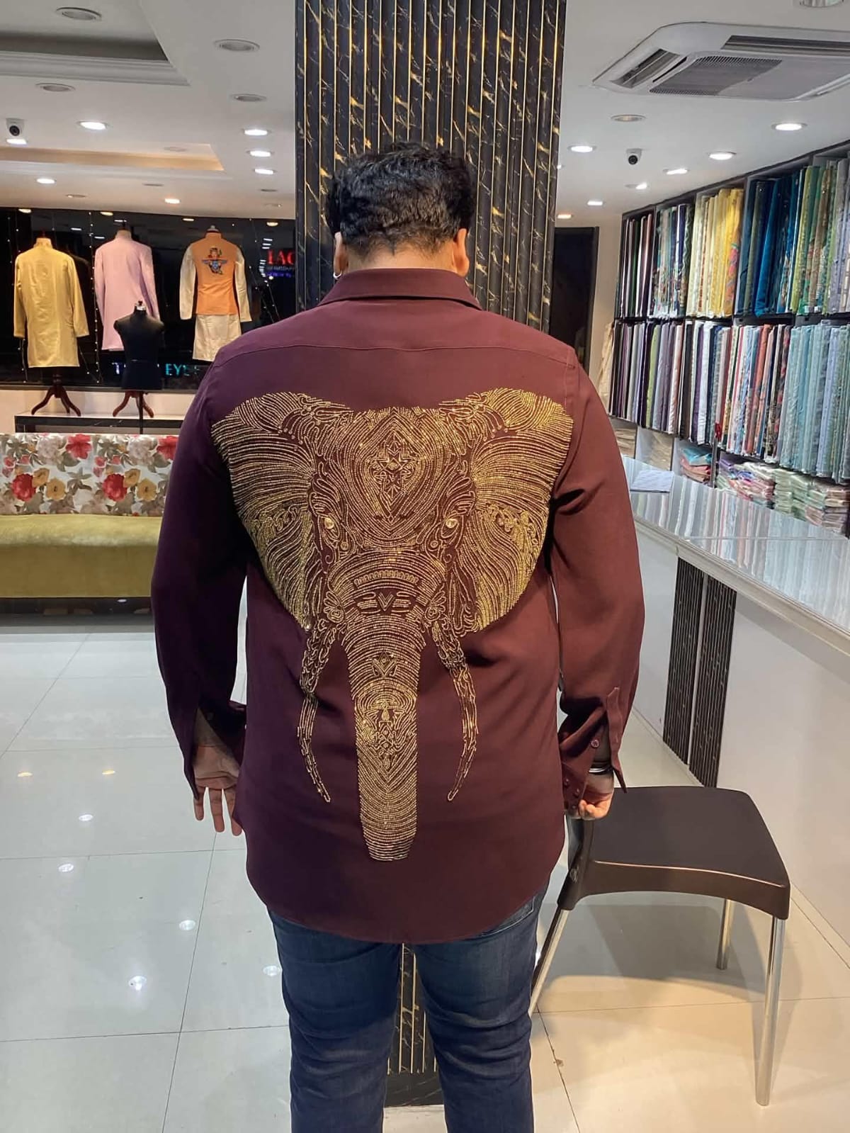 Maroon Gold Elephant Crest Shirt