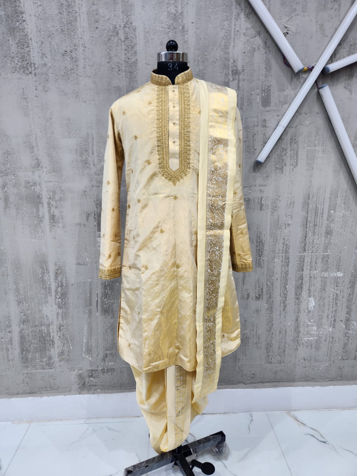 Champagne Gold Zari Pancha Kurta