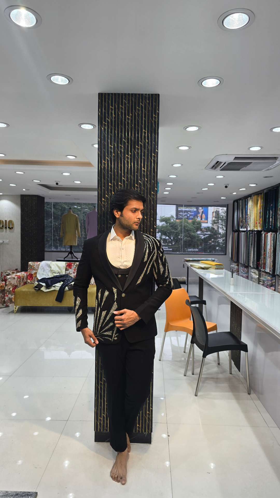 Black Gold Sunburst Tuxedo Blazer