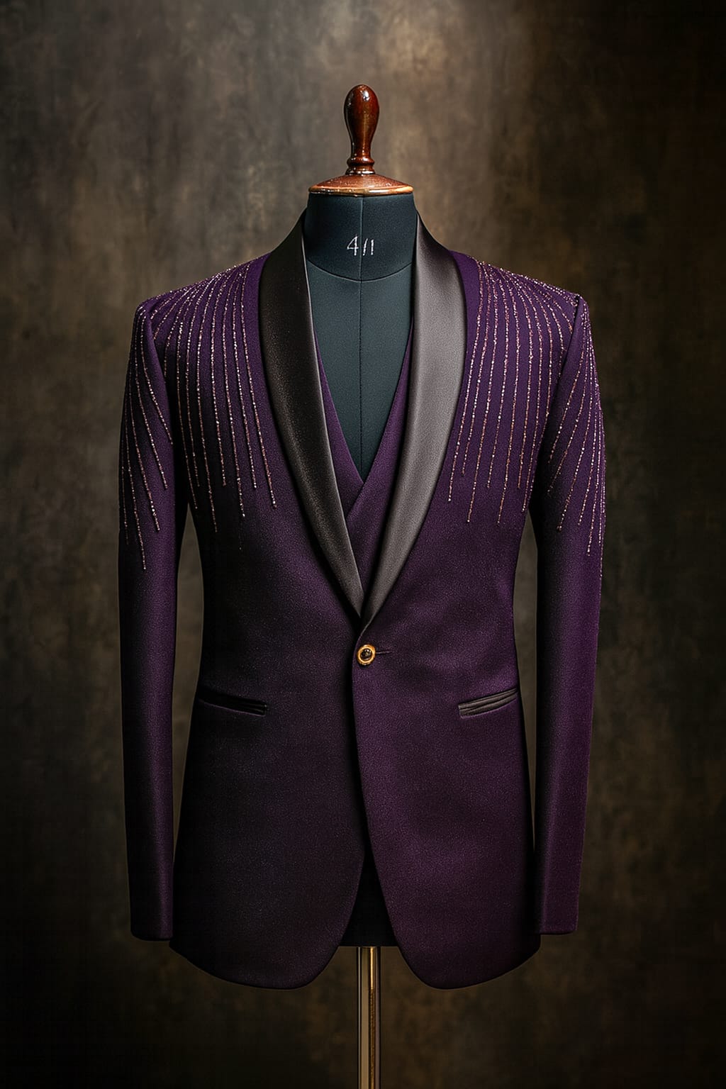 Plum Cascade Shawl Three-Piece