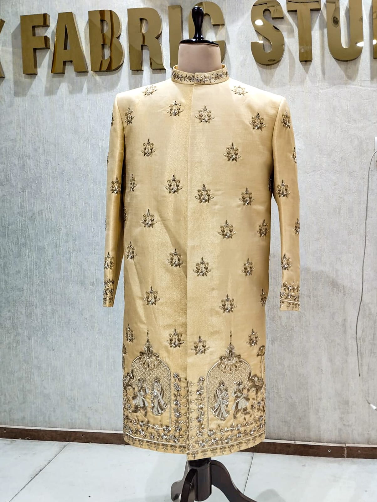 Champagne Procession Zardozi Sherwani