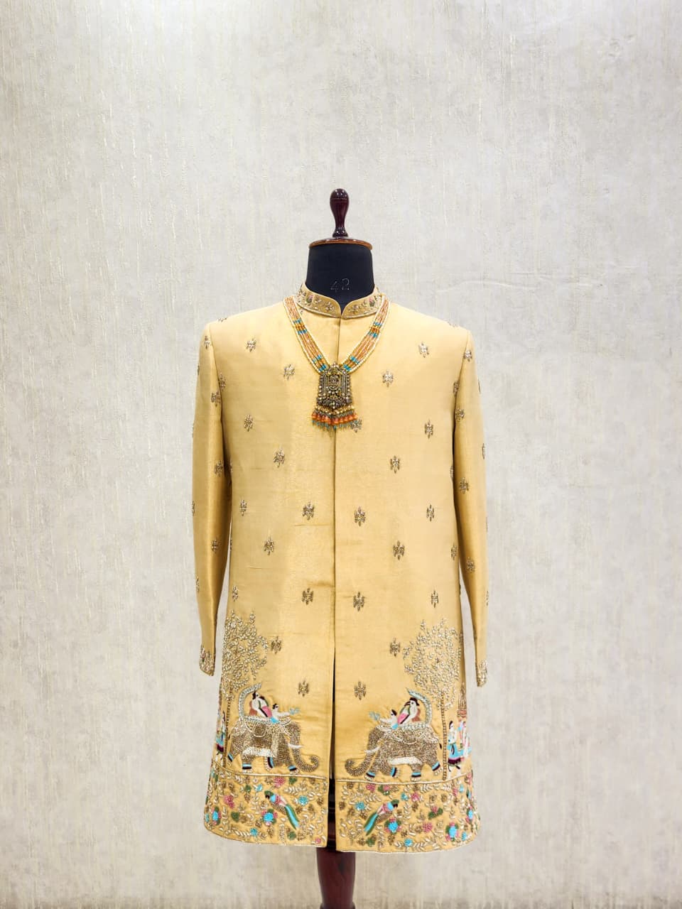 Gold Elephant Tassel Sherwani