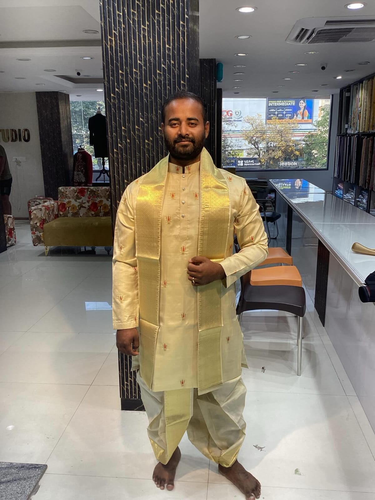Gold Tilak Motif Kurta
