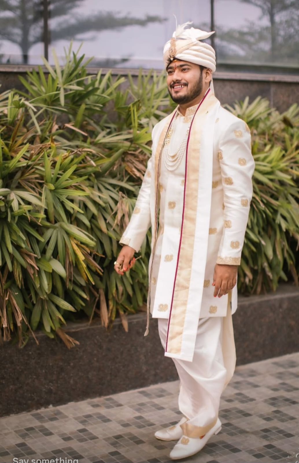 Ivory Gold Banarasi Sherwani