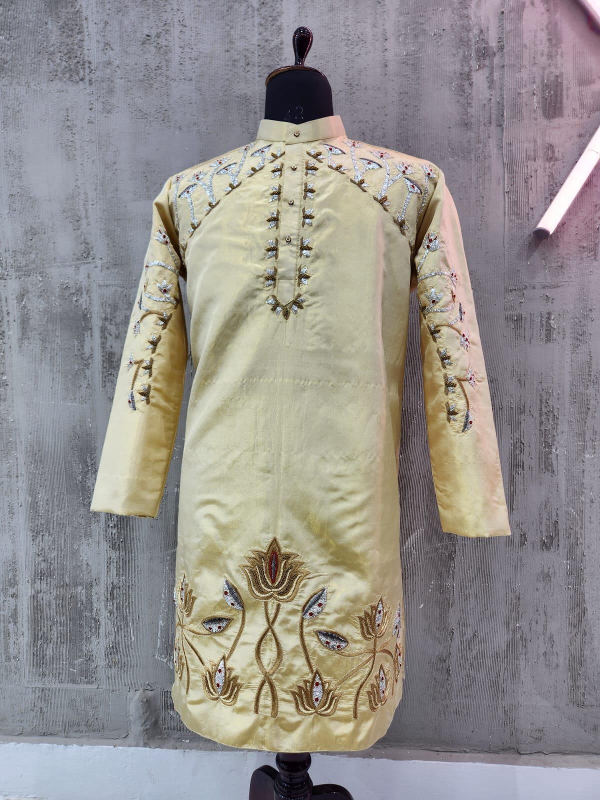 Cream Lotus Zardozi Kurta