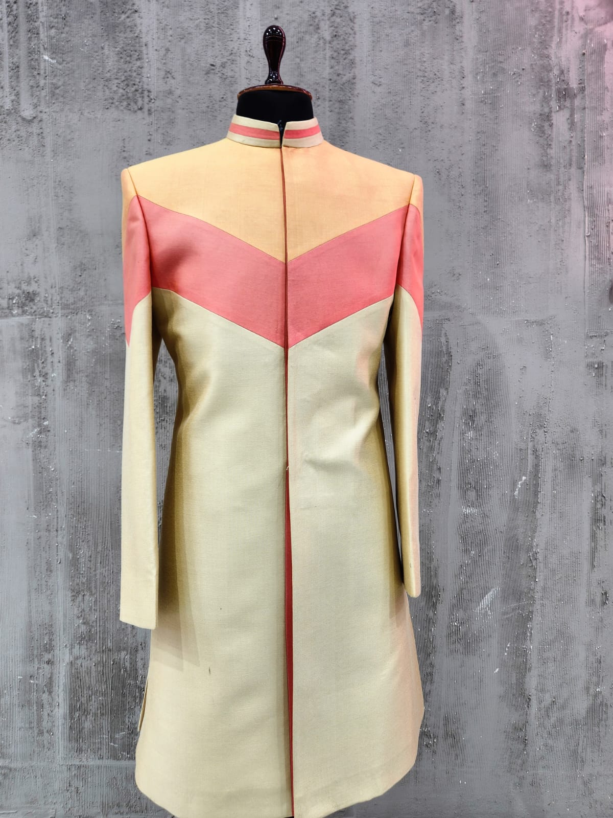 Ivory Coral Chevron Sherwani