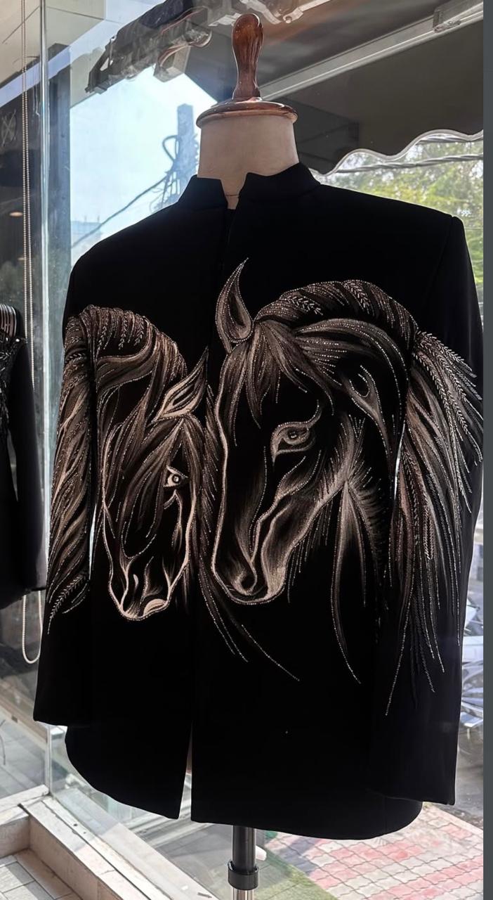 Black Velvet Stallion Pair Jodhpuri