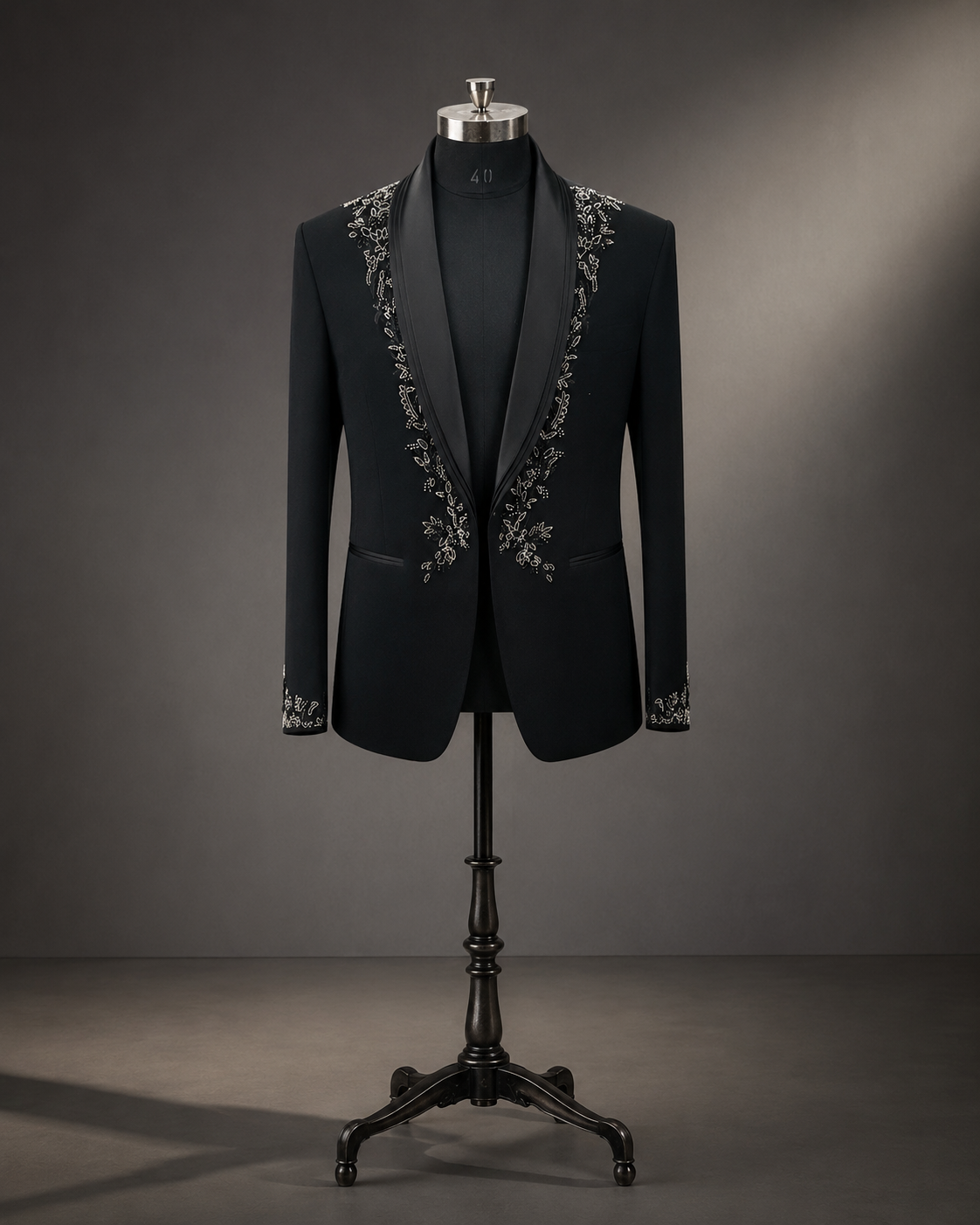 Onyx Silver Vine Shawl Tuxedo