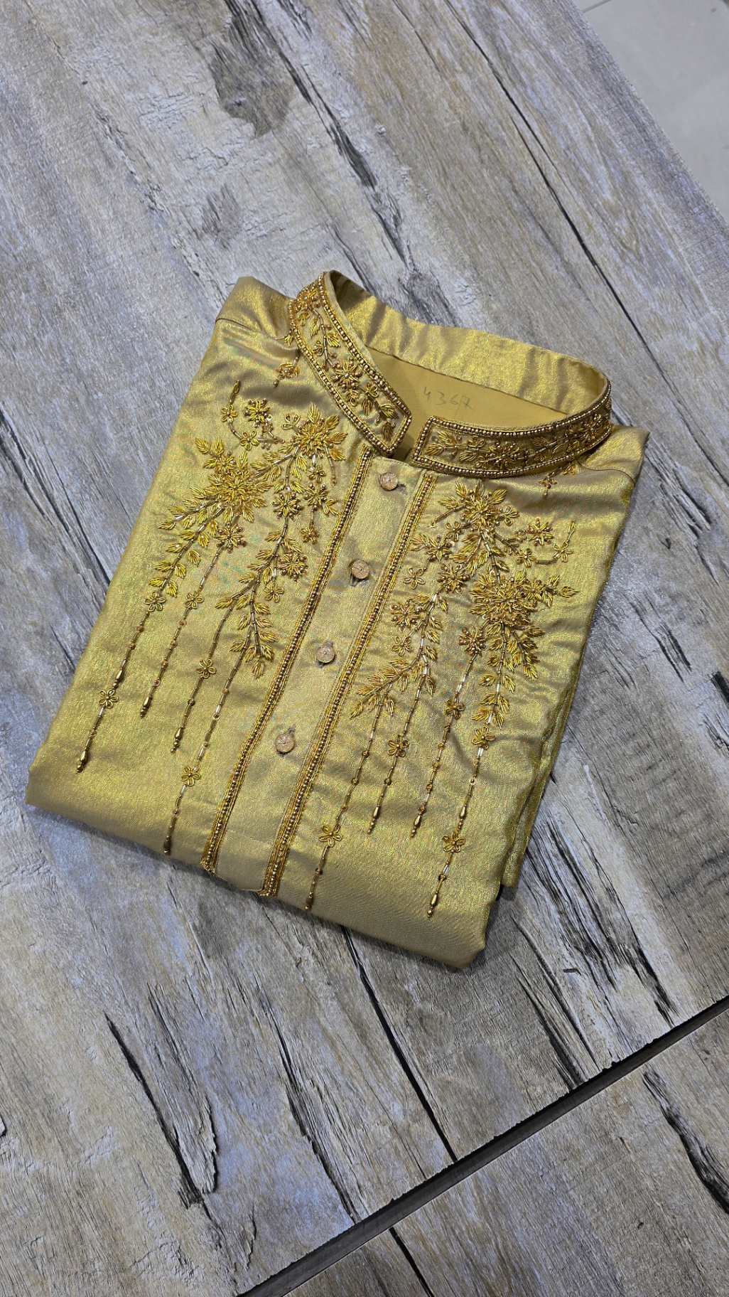 Antique Gold Cascade Zardozi Kurta