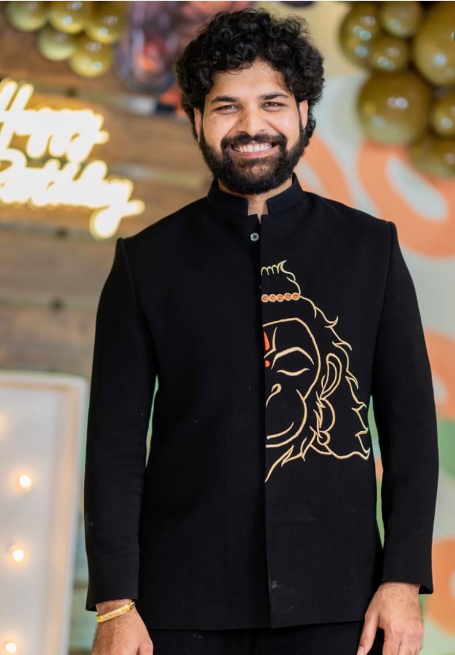 Black Hanuman Zari Bandhgala Jodhpuri