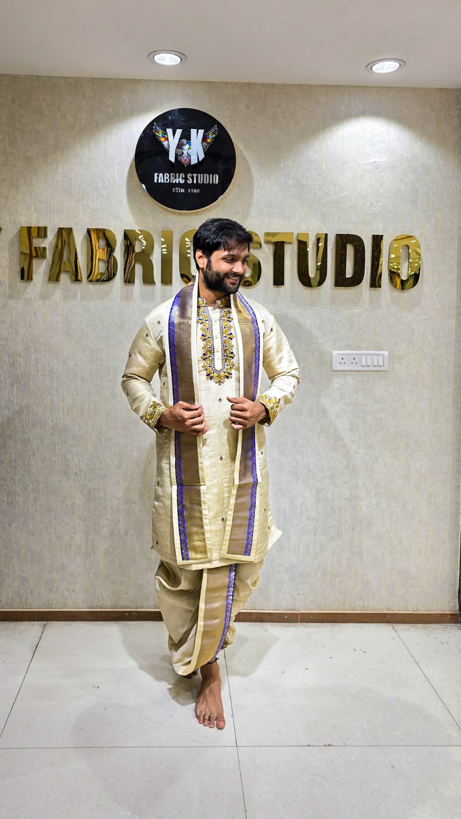 Ivory Tissue Pancha Kurta
