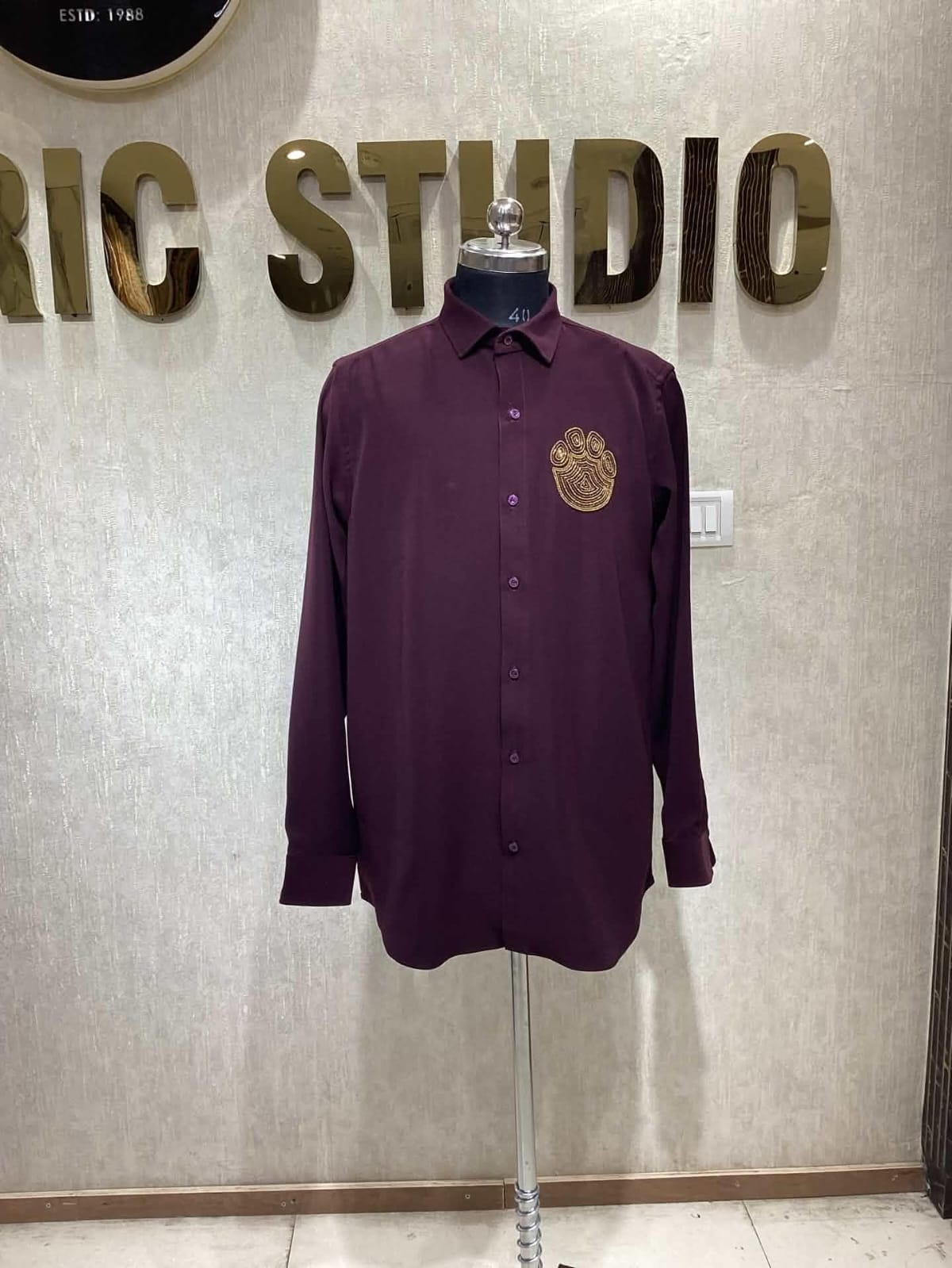 Wine Gold Paw Crest Shirt